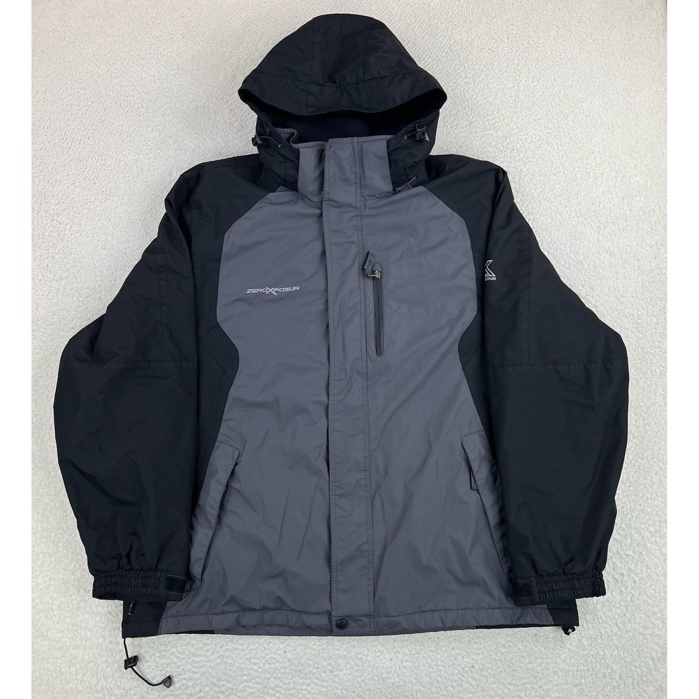 ZeroXposur Jacket Mens 2XL Gray Black Hooded Ski Insulated Full Zip Outdoor